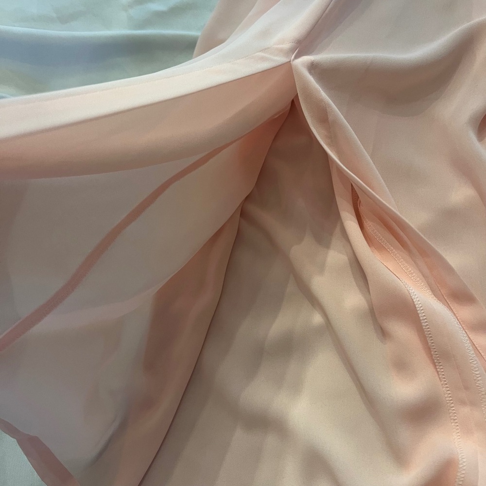 Vintage Apart Peach Chiffon Pleated Maxi Skirt with High Slits Size 6 Lined Pink - Picture 2 of 8